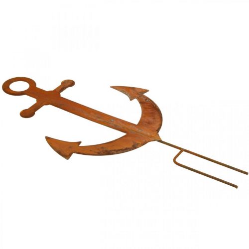 Floristik24 Kiinnitettävä ankkuri, merellinen puutarhakoristelu, metallitulppa patina H48cm