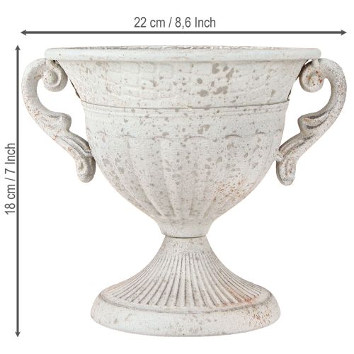 kohteita Antiikkipokaali kahvoilla metallikoriste vintage harmaa valkoinen K18cm