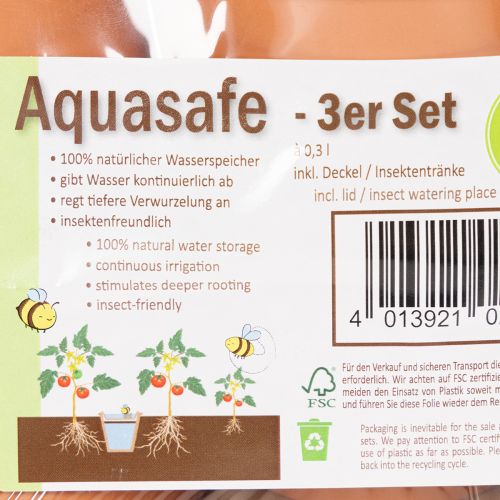 Aquasafe-vesisäiliö hyönteisjuoma-aukolla puutarhaan, parvekkeelle, terassille, 12 cm, 3 kpl | Floristik24.fi
