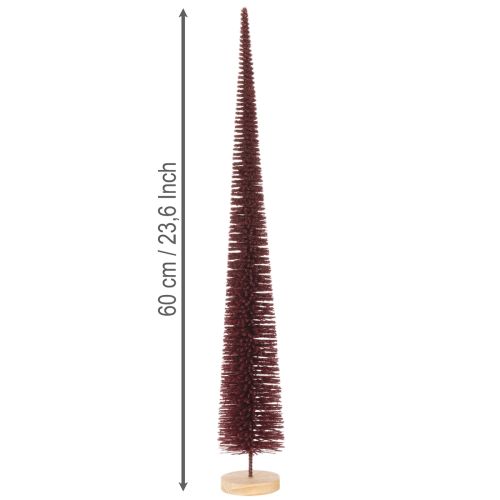 Koristeellinen joulukuusi, kapea puuhahmo puisella jalustalla, 60 cm | Floristik24.fi