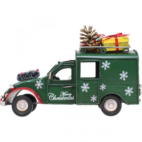 Floristik24 Joulukoristeita auto Jouluauto vintage vihreä L17cm