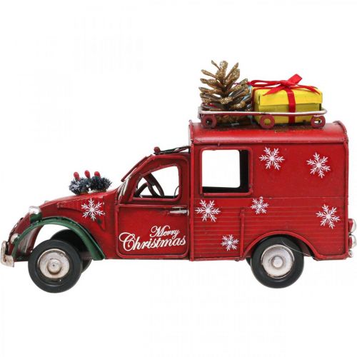 Floristik24 Joulukoristeita auto Jouluauto vintage punainen L17cm