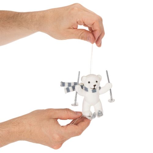 Jääkarhuriipus suksilla ja huivilla ripustettavaksi, 10 cm, 2 kpl | Floristik24.fi