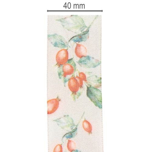 Lahjanauha, syksyinen kuvio ruusunmarjoilla ja lehdillä, 40 mm x 18 m | Floristik24.fi