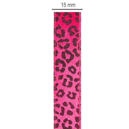 Koristeellinen nauha leopardikuviolla, pinkki, 15 mm x 18 m | Floristik24.fi