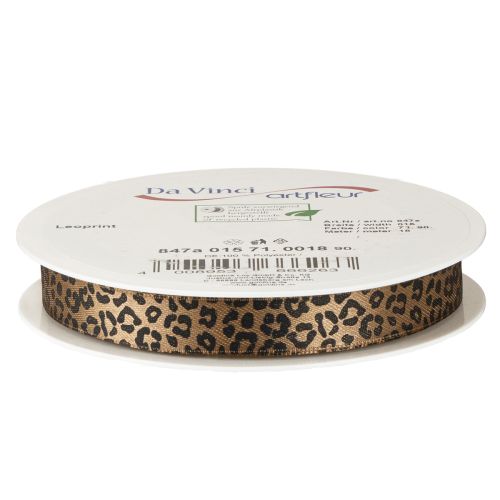 Leopardikuvioinen silkkinauha, ruskea/musta, 15 mm, 18 m | Floristik24.fi