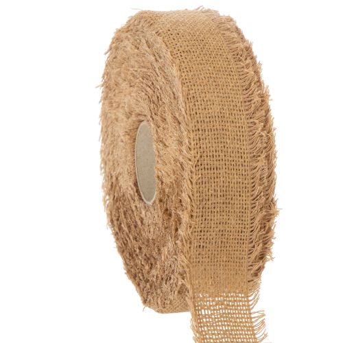 Koristeellinen puuvillanauha, rustiikkityylinen, hapsuilla, 40 mm, 30 m