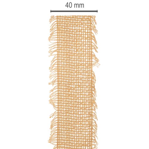 Koristeellinen puuvillanauha, rustiikkityylinen, hapsuilla, 40 mm, 30 m | Floristik24.fi