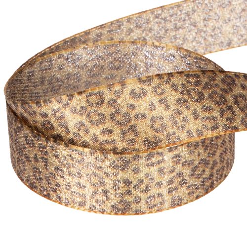 Leopardikuvioinen lahjanauha luovaan koristeluun ja floristiikkaan, 25 mm x 20 m | Floristik24.fi