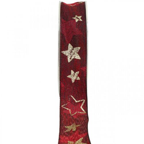 Floristik24 Deco Ribbon Christmas Ribbon Stars Red Golden L15m