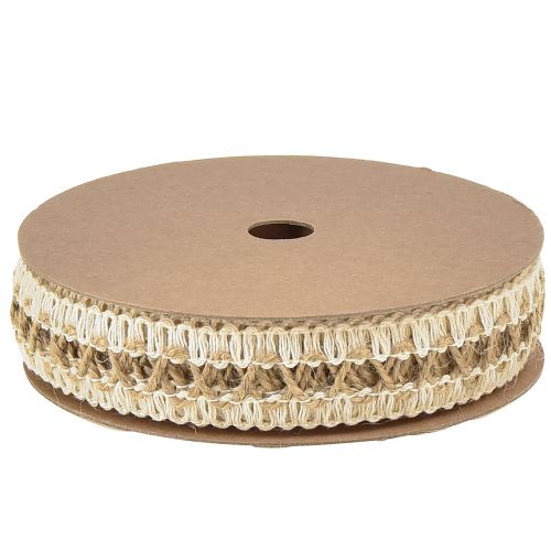kohteita Juuttinauha koristenauha silmukoilla kerma luonnollinen 25mm 10m