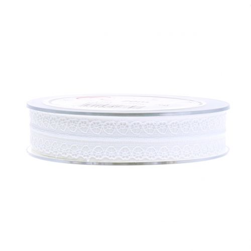 Floristik24 Pitsinauha vintage valkoinen 20mm 20m