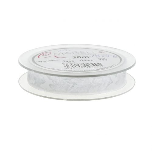 Floristik24 Organzanauha perhonen valkoinen 15mm 20m