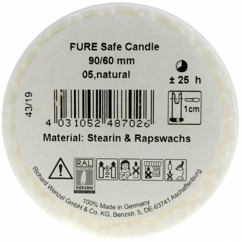kohteita PURE Nature Safe Candle pilari kynttilän steariini, rypsivaha 90/60mm valkoinen 1 kpl
