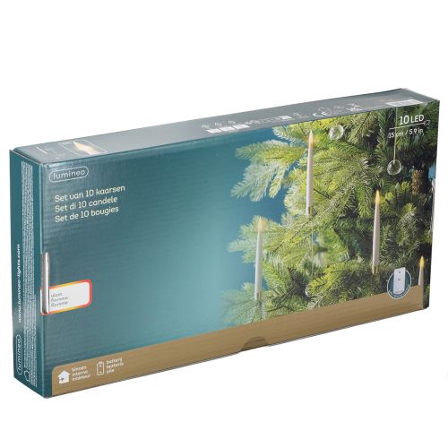 kohteita LED-kuuskynttilät, kartiokynttilät kristallilla, keltainen valo, 31 cm, 10 kpl