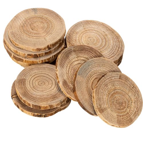Luonnonväriset pyöreät puusiivut koristeluun ja askarteluun, 6 cm, 300 g | Floristik24.fi