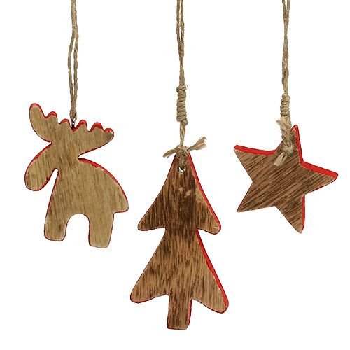 Floristik24 Puun koristeet sekoittuvat punaisella, luonto 7cm - 9cm 9kpl