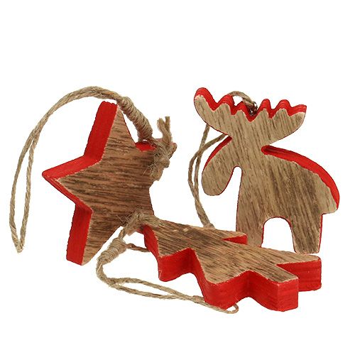 Floristik24 Puun koristeet sekoittuvat punaisella, luonto 7cm - 9cm 9kpl