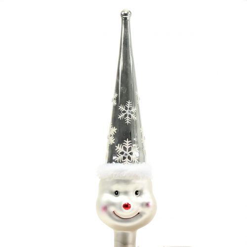 Floristik24 Puun latva lasinen lumiukko 30cm