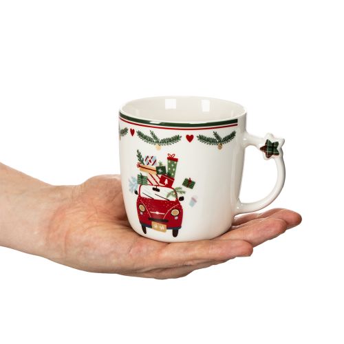 Keraaminen muki jouluaiheella, autolla ja lahjoilla, 9 cm | Floristik24.fi