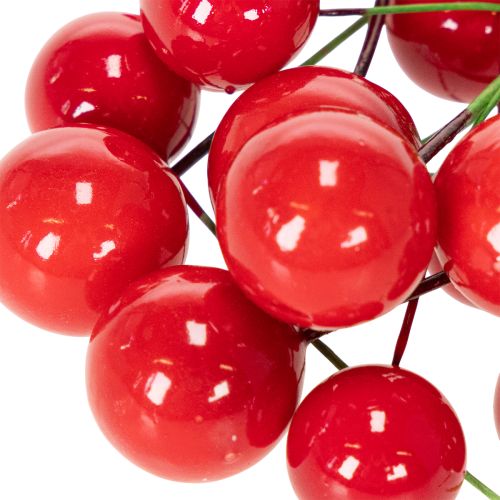 Keinotekoiset punaisista marjoista tehdyt minijoulupallot kukkakoristeeseen, 2 cm, 48 kpl | Floristik24.fi