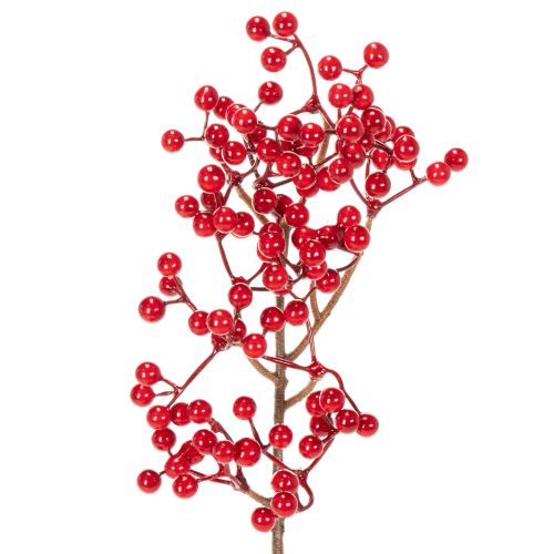 Keinotekoinen orjanlaakerin oksa punaisilla marjoilla, koristeellinen oksa maljakoihin, 47 cm, 3 kpl | Floristik24.fi