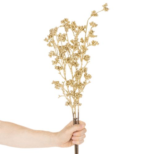 Keinotekoinen marjaoksakoriste, kulta, 70 cm, 3 kpl | Floristik24.fi