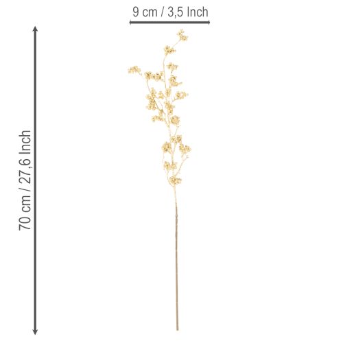 Keinotekoinen marjaoksakoriste, kulta, 70 cm, 3 kpl | Floristik24.fi