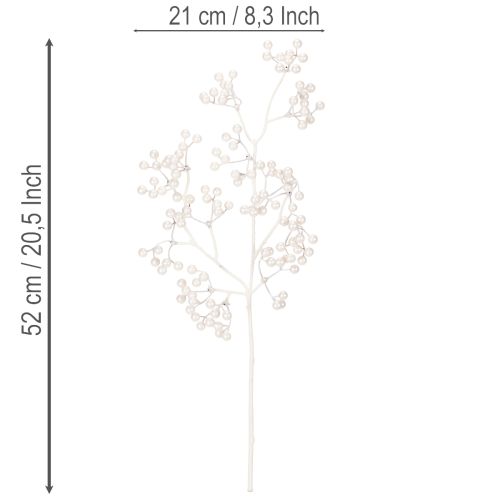 Keinotekoinen valkoinen marjanoksa, koriste-/askartelutarvikkeet, 52cm | Floristik24.fi