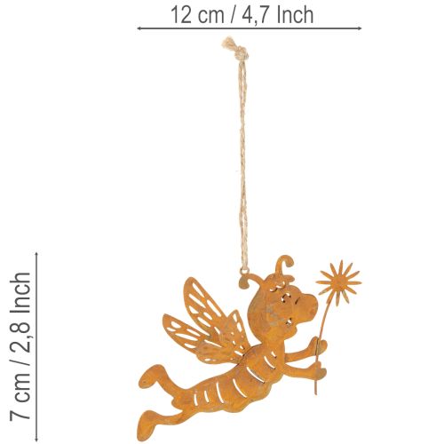 Roikkuva mehiläiskoriste, ruosteenvärinen metalli, kesäkoriste, 12 cm, 6 kpl | Floristik24.fi
