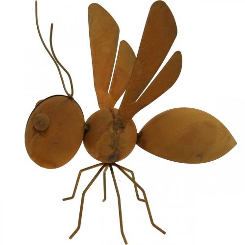 Floristik24 Koristeellinen figuuri mehiläinen, metallinen hyönteinen, puutarhakoriste patinalla L20cm K19cm