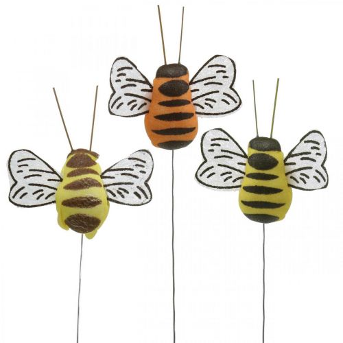 kohteita Bee on lanka, kukkatulpat, deco mehiläiset, kevätoranssi, keltainen W4,5cm 24kpl