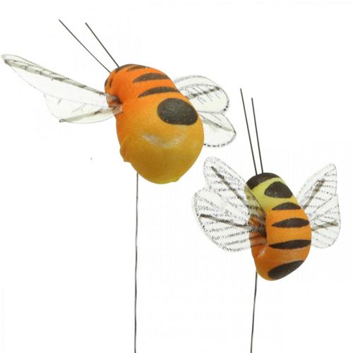 Floristik24 Deco mehiläinen, kevätkoristeet, mehiläinen lanka oranssi, keltainen B5/6,5cm 12kpl