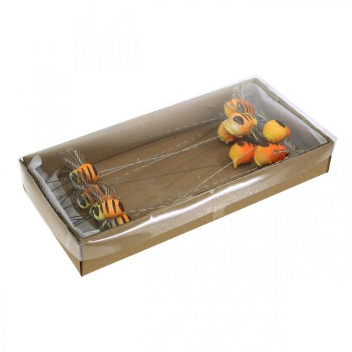 Floristik24 Deco mehiläinen, kevätkoristeet, mehiläinen lanka oranssi, keltainen B5/6,5cm 12kpl