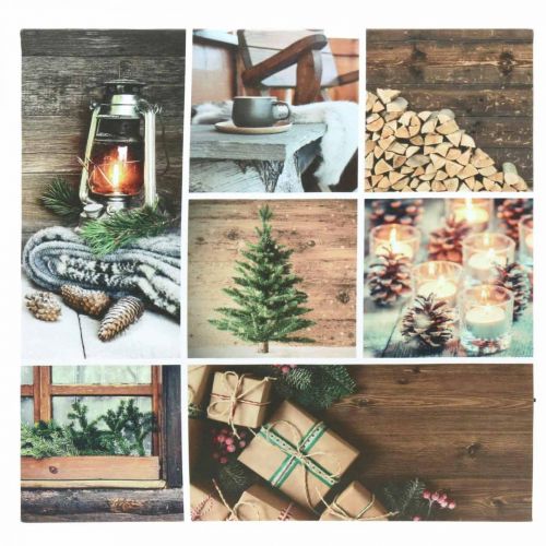 Floristik24 LED seinämaalaus joulun ruskea LED koriste 38×38cm akulle