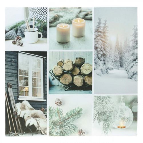 Floristik24 LED seinämaalaus joulu maalaismainen valkoinen 38×38cm akkua varten