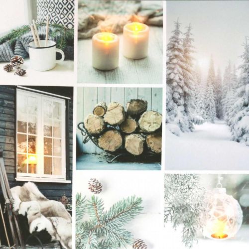 Floristik24 LED seinämaalaus joulu maalaismainen valkoinen 38×38cm akkua varten