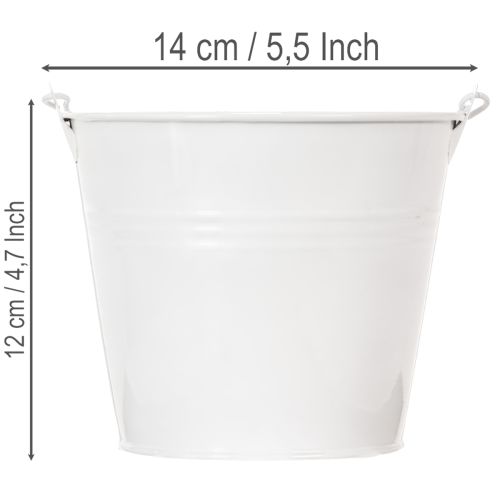 Valkoisia peltiämpäreitä Ø14cm K12cm 6 kpl | Floristik24.fi