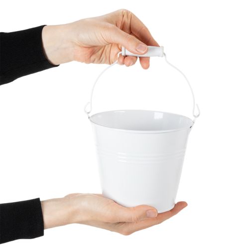 Valkoisia peltiämpäreitä Ø14cm K12cm 6 kpl | Floristik24.fi