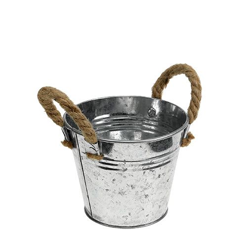 Floristik24 Kiiltävä metallikauha köysikahvoilla Ø12cm