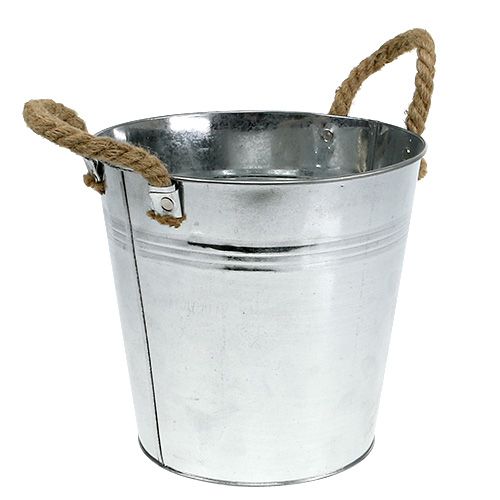Floristik24 Kiiltävä metallikauha köysikahvalla Ø22cm