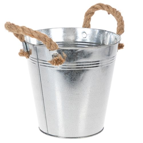 Kiiltävä metalliämpäri köysikahvoilla, Ø18cm | Floristik24.fi