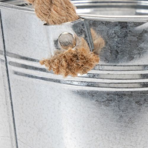 Kiiltävä metalliämpäri köysikahvoilla, Ø18cm | Floristik24.fi