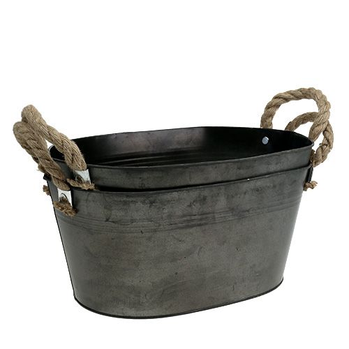 Floristik24 Peltikulho antiikki soikea 31 x 20cm K15cm 2kpl