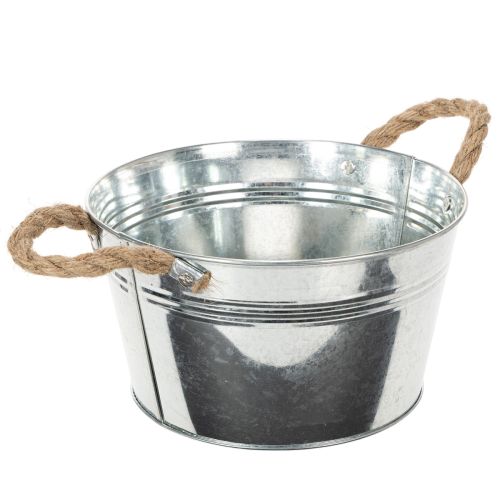 Kiiltävä metallikulho köysikahvoilla, Ø22cm | Floristik24.fi