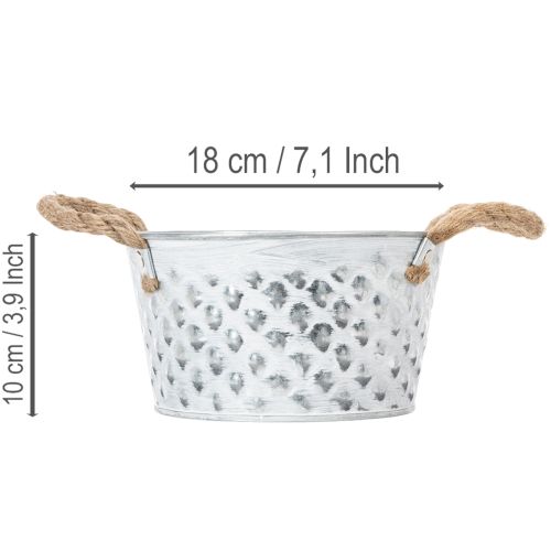 Peltikulho köysikahvoilla Ø18cm K10cm | Floristik24.fi