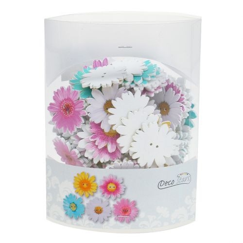 Floristik24 Kukat puupainikkeina Ø3,5 cm, valikoituja 90kpl