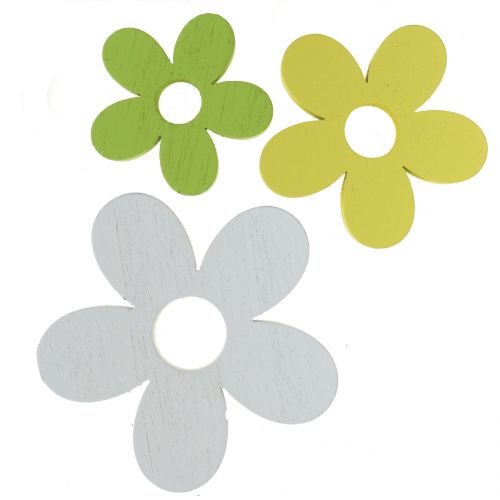 Floristik24 Puinen kukka valkoinen/keltainen/vihreä 3cm - 5cm 48p