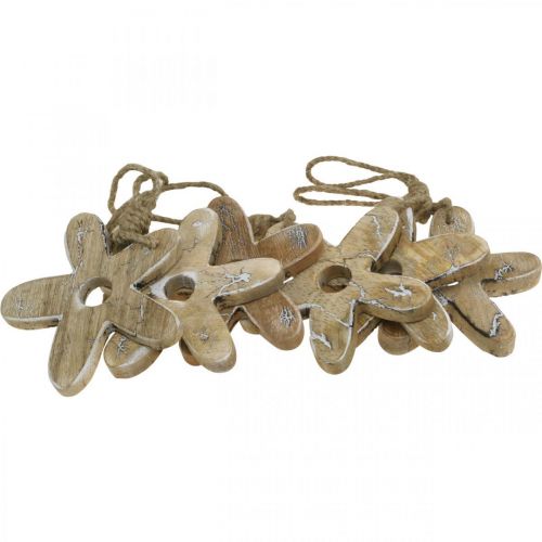 kohteita Puinen kukka kuviollinen, jousi, puinen riipus luonto, valkoinen H10cm 6kpl