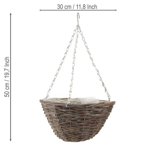 kohteita Riippuva kukkakulho Puu Luonnonharmaa Ø30cm 2kpl